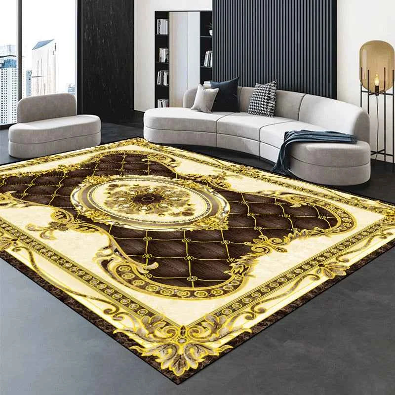 Modern Golden Luxury Carpet Large Living Room Decoration Home Rugs Non-slip Bedroom Mat Customizable Coffee Table Lounge Rugs