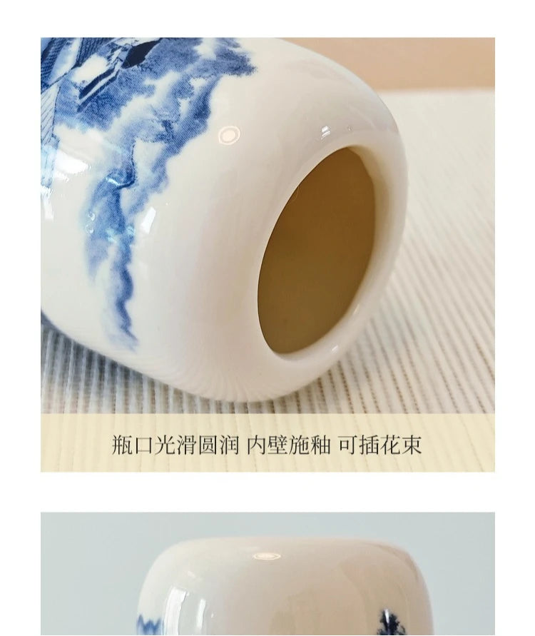 Ceramic Mini Vase Antique Blue and White Porcelain Flower Vase Home Shelves Bedroom Living Room Ceramic Table Decoration Vase