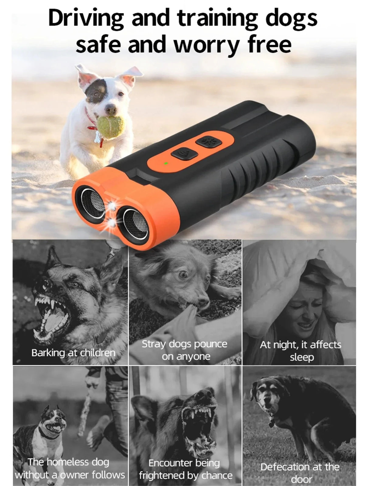 Dual-Head USB Rechargeable Ultrasonic Dog Repeller