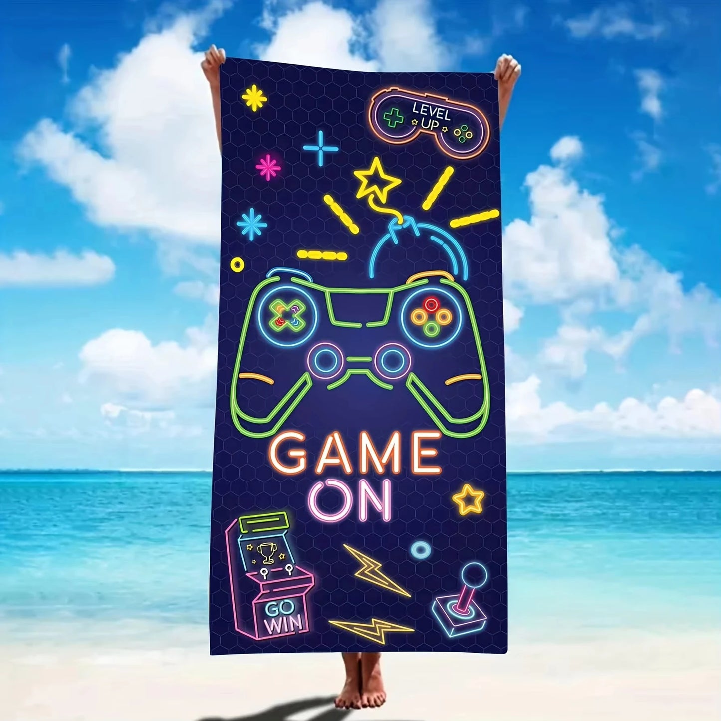 Microfiber Game Print Beach Towel | Quick-Dry Soft Lightweight Summer Towel