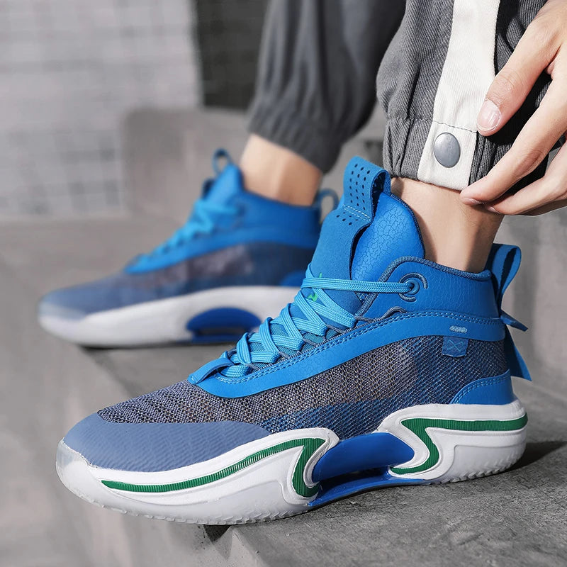 Men Basketball Shoes Breathable Outdoor Mesh Sports Shoes 2025 New Anti Slip Rebound Flat Basketball Boots for Men