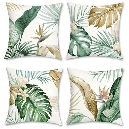 Tropical leaf pattern pillowcase, sofa bedroom cushion cover, single-sided printing, without pillow core