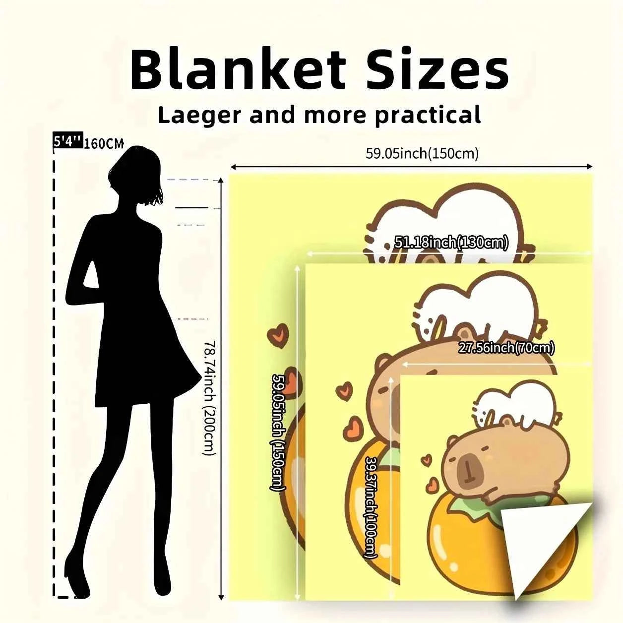Cozy Capybara & Pumpkin Design Flannel Blanket - Ultra-Soft, All-Season Throw with 3D Digital Print, Perfect for Office, Camping