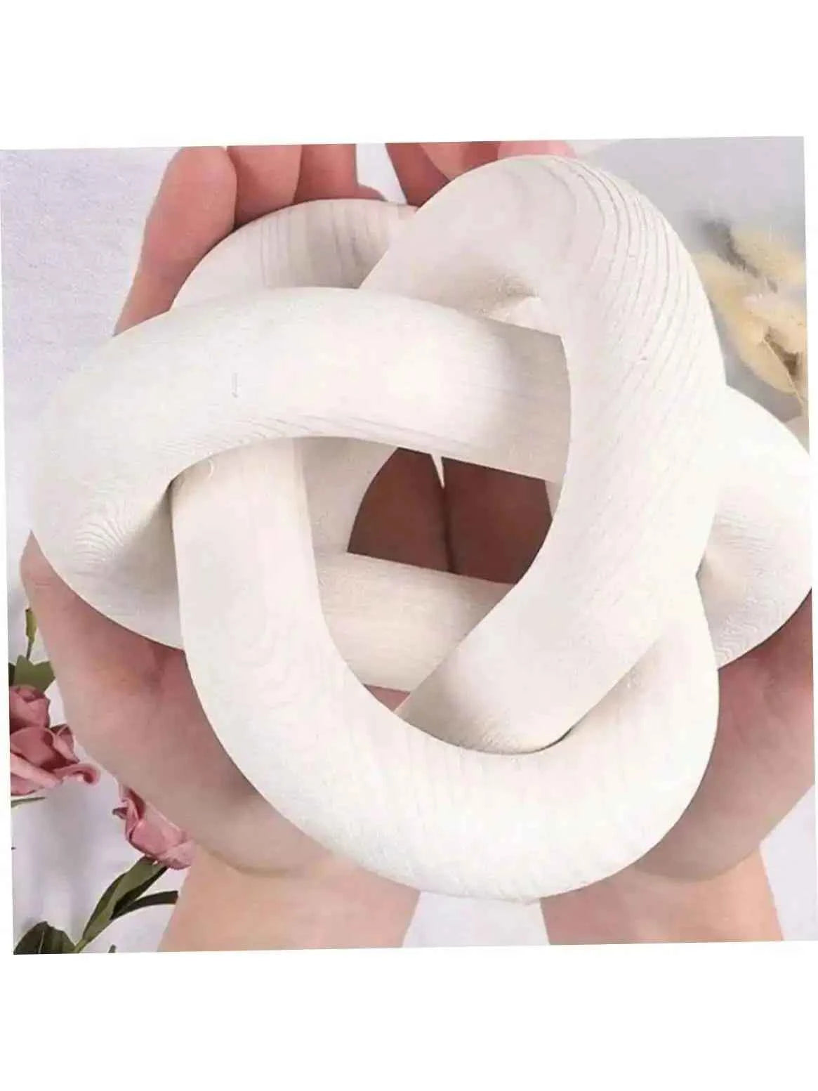 Hand Carved Coffee Table Decoration, Boho Chain Link Decor, Modern Shelf, Rustic Objects for Home Living Room Bedroom