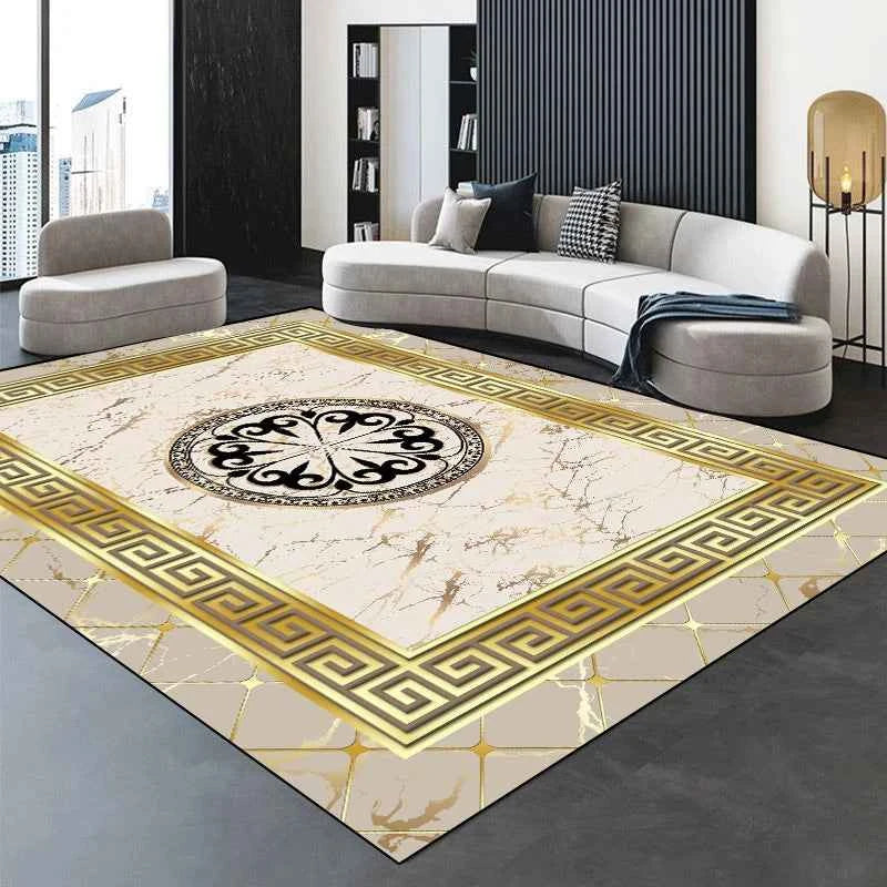 Modern Golden Luxury Carpet Large Living Room Decoration Home Rugs Non-slip Bedroom Mat Customizable Coffee Table Lounge Rugs