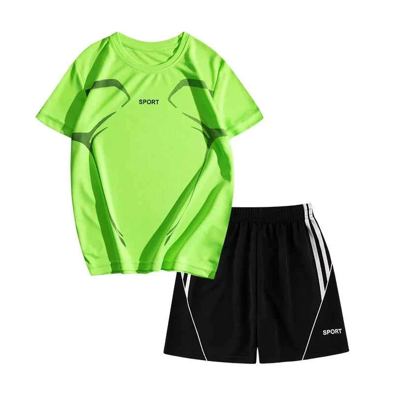 Dubbped Kids Running Clothes Sets Boys Football Jersey Short Sleeve Children Sports Training Uniforms Soccer Jerseys 2-piece Set