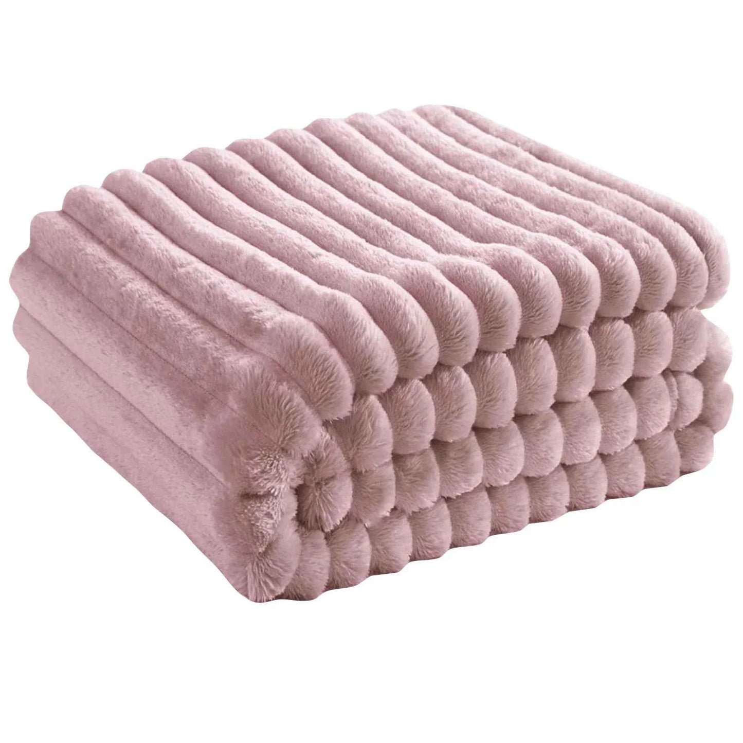 Striped Flannel Blankets For Beds Solid Pink Blue Color Soft Warm Mink Throw Sofa Cover Bedspread Beach Airplane Travel Blankets