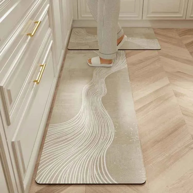 Carpet for Kitchen Waterproof Floor Mat Beige Carpets Pvc Leather Non-slip Oil-proof Long Foot Mats Home Decoration Rug Balcony