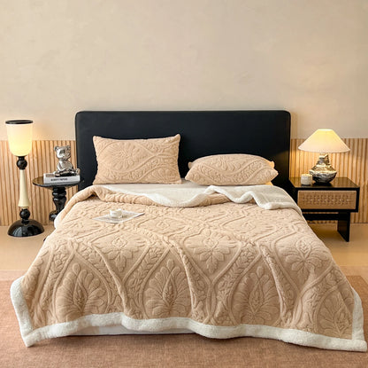 Lamb Fleece Warm Throw, Four Seasons Universal Use, Plush & Extra Cozy Bed Blanket, Portable Lap Cover for Office Naps, Multi-scene Bedding for Sofa & Workplace, Fully Machine Washable