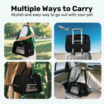 Airline-Approved Foldable Pet Carrier, Anti-Escape Zipper