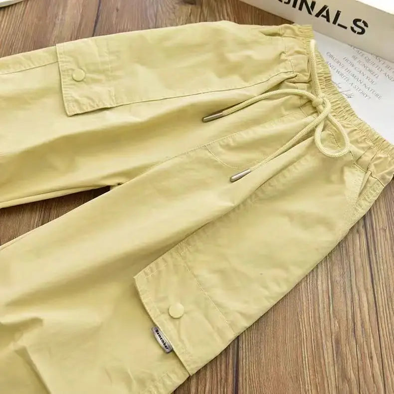 Spring Clothes Fashionable Kids Cargo Joggers Elastic Ankle Pants Casual Trousers Light Breathable Summer Trendy Outfit