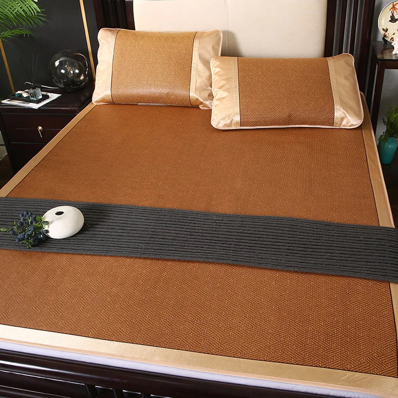 Japanese Tatami Rattan Cool Mat – Thin Summer Sleeping Pad for Bed, Bedroom & Kids Play Area