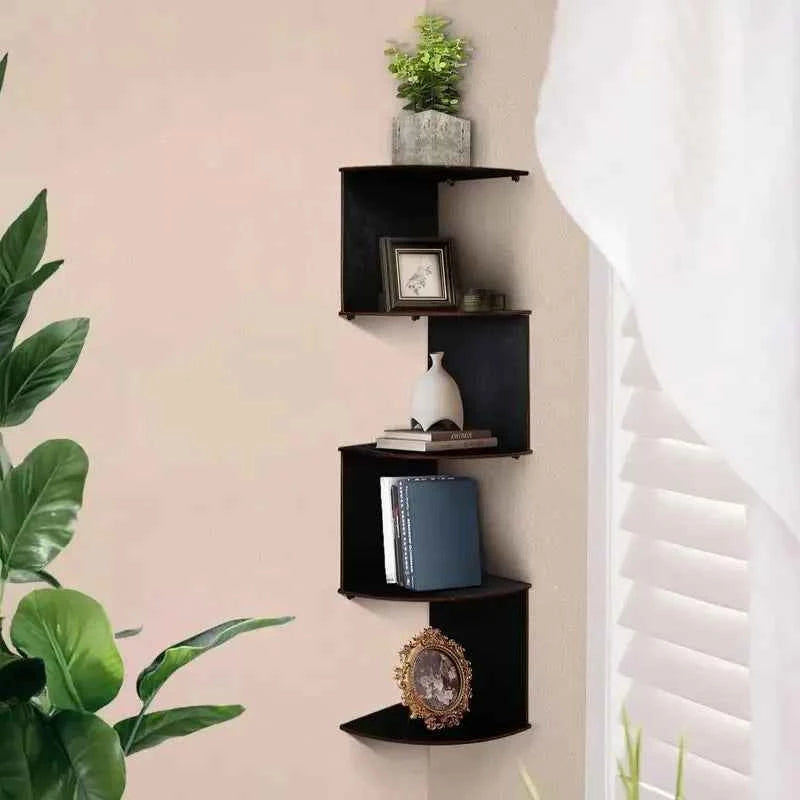 5-Tier Corner Shelf - Space Saving Wall Mount Organizer for Bathroom, Kitchen, Office & More, White