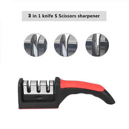 3-Stage Manual Knife Sharpener with Non-Slip Base