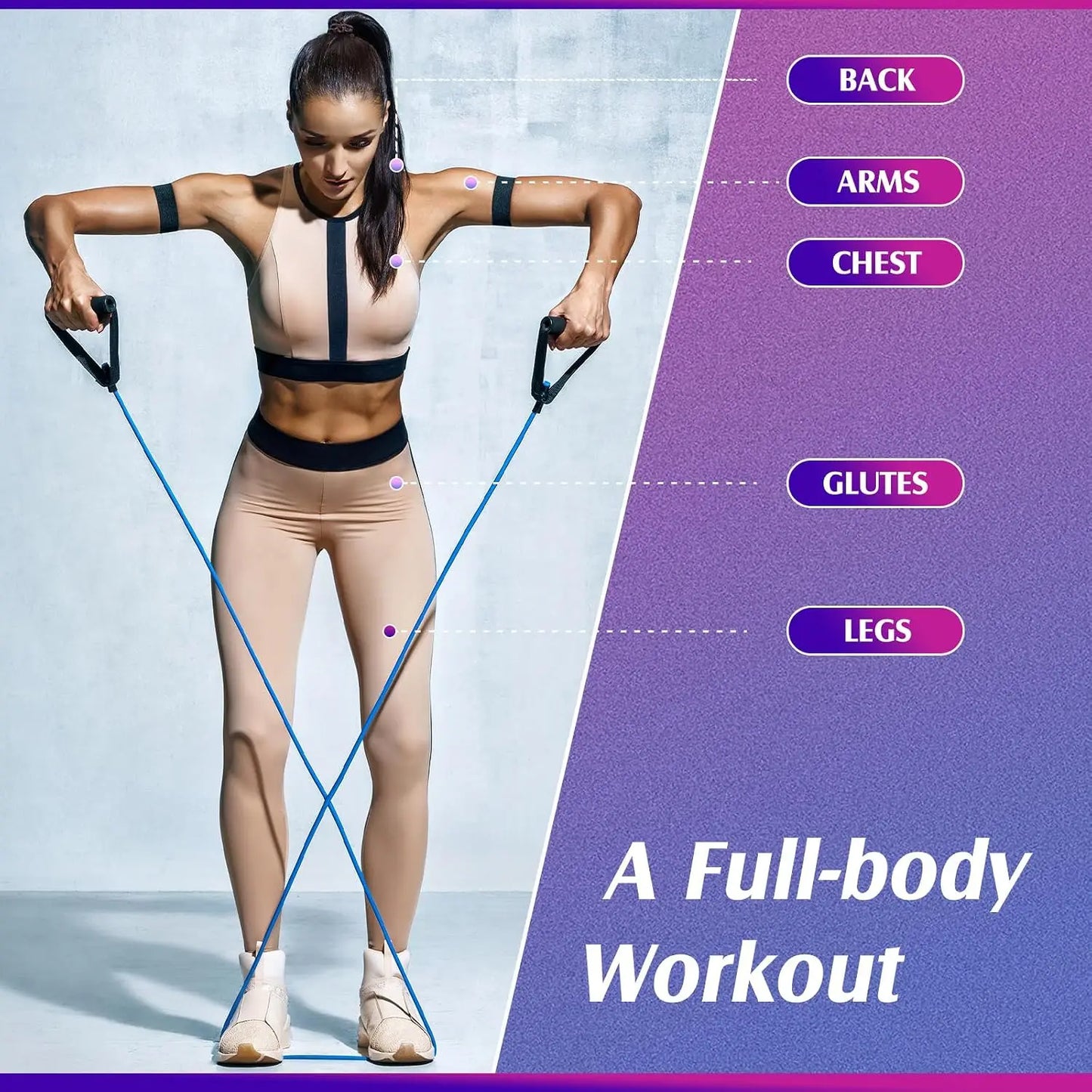 10 Pcs Resistance Bands with Handles, 5 Levels for Home Gym Yoga Pilates