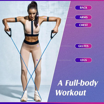 10 Pcs Resistance Bands with Handles, 5 Levels for Home Gym Yoga Pilates