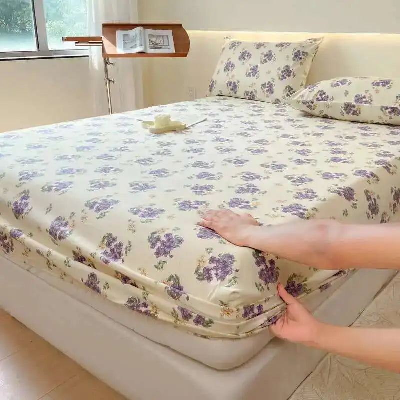 Floral Print Fitted Sheet, Elastic Edge, Queen/King