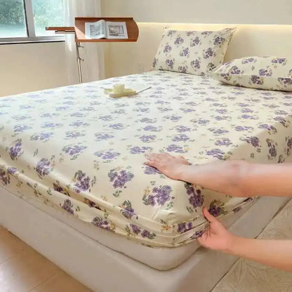 Floral Print Fitted Sheet, Elastic Edge, Queen/King