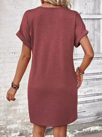 Women's V-Neck Button Down Mini Dress — Casual Summer Beach Party Dress
