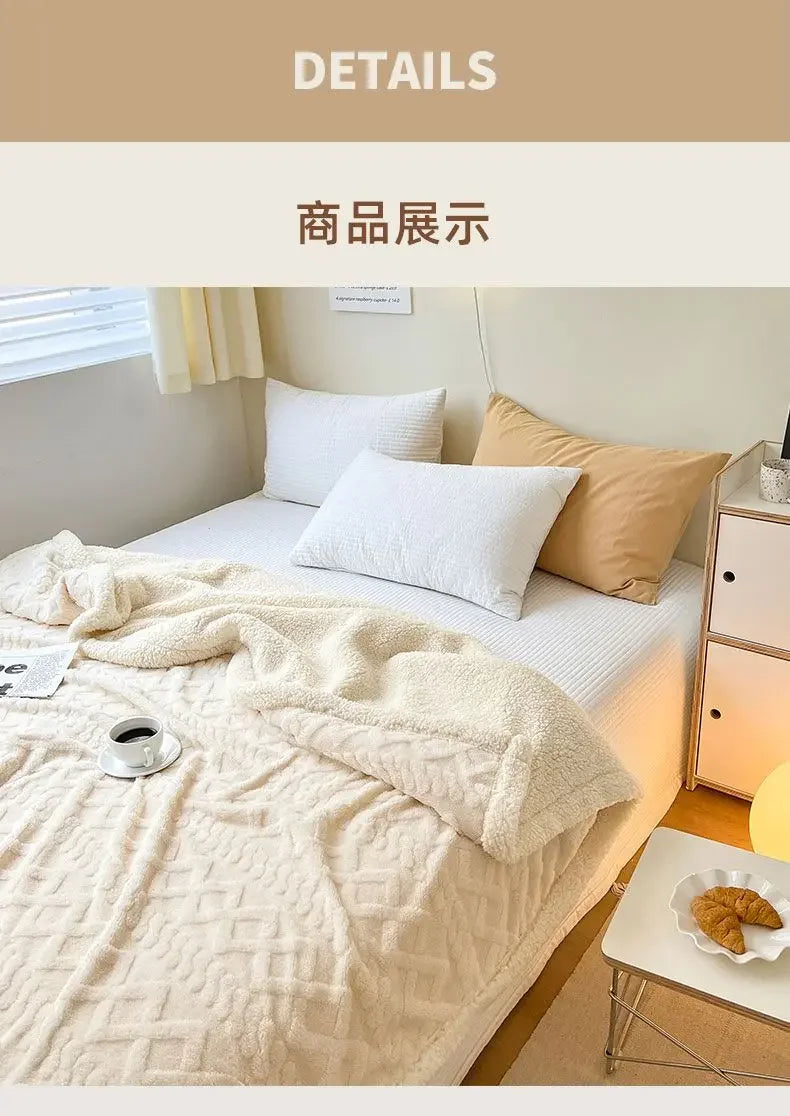 Tafu Flannel Double-layer Blanket Thick Sofa Office Nap Cover Blankets Student Dormitory Bed Sheets Air Conditioning Blankets
