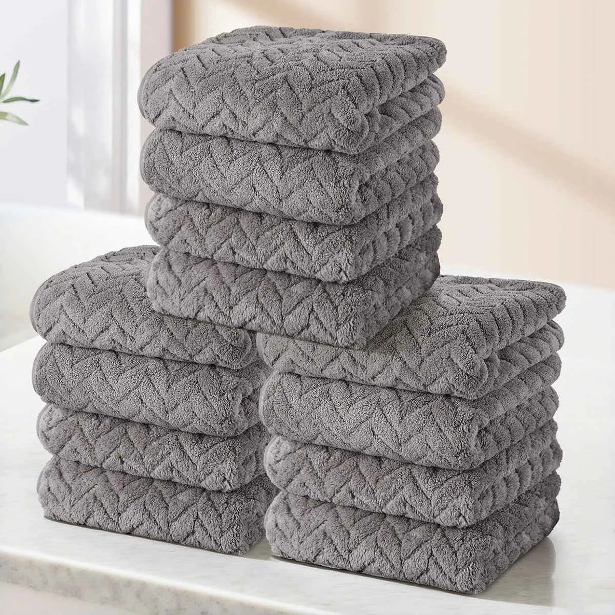 4/8/12-Piece Multi-Purpose Towels Superior Absorbency High Color Fastness Quick-Dry Kitchen, Living Room, Spa, Travel