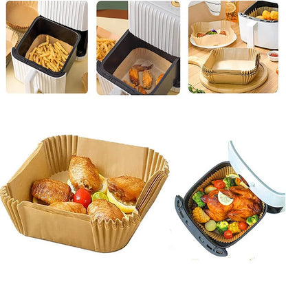 50-Pack Disposable Air Fryer Paper Liners, Non-Stick Square