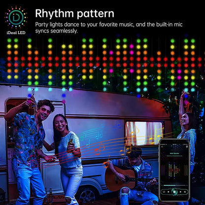 Smart Curtain Lights Bluetooth App LED String RGB Fairy Lights DIY Picture Music Change Display Christmas Halloween Decoration