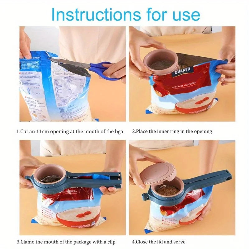1pcs Food Storage Bag Sealing Clips Plastic Cap Sealer Clip with Pour Spouts Snack Candy Storage Fresh Clamp Kitchen Organizer