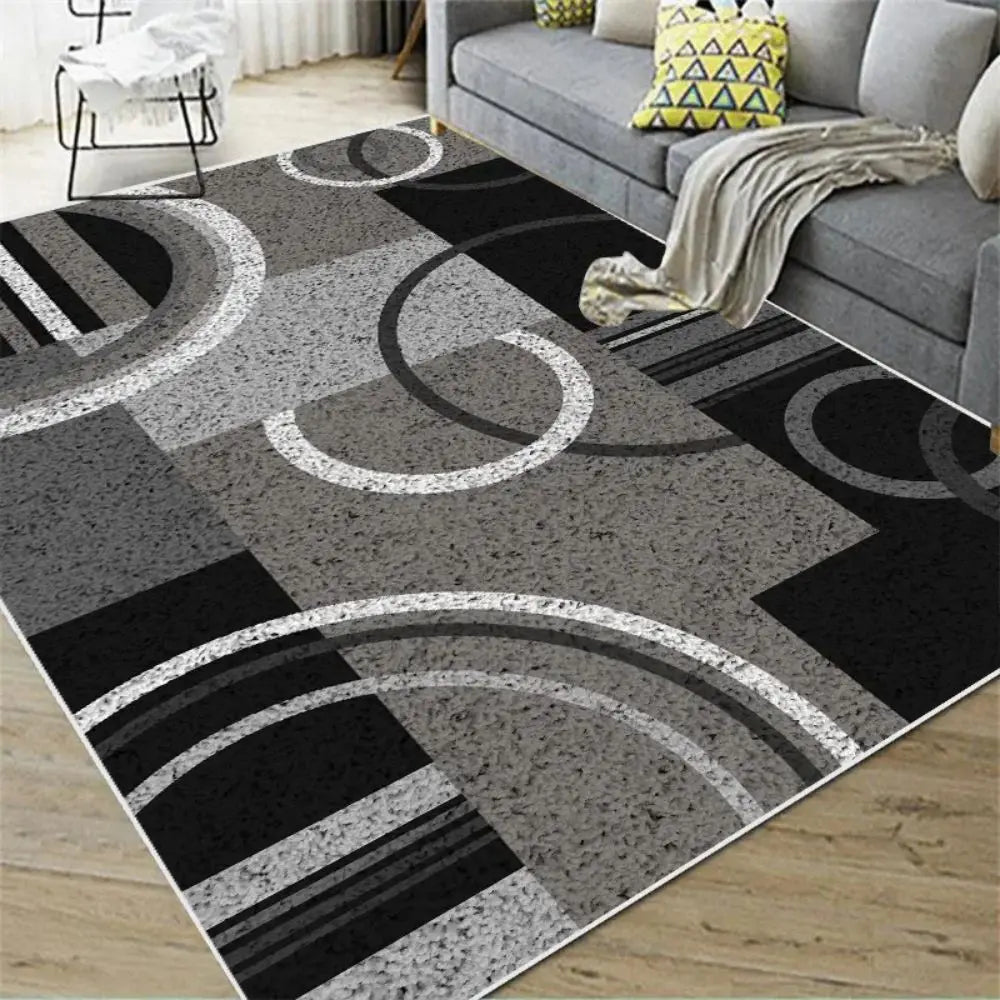 Nordic Abstract Geometric Area Rug – Anti-Slip Washable Felt Floor Mat for Living Room & Kitchen