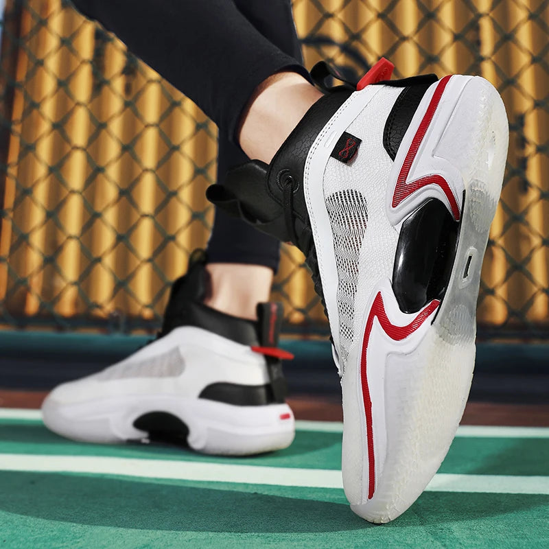 Men Basketball Shoes Breathable Outdoor Mesh Sports Shoes 2025 New Anti Slip Rebound Flat Basketball Boots for Men