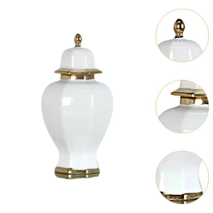 Ceramic Vase Modern Ceramic Ginger Jar with Lid for Shop Window Bedroom Cafe