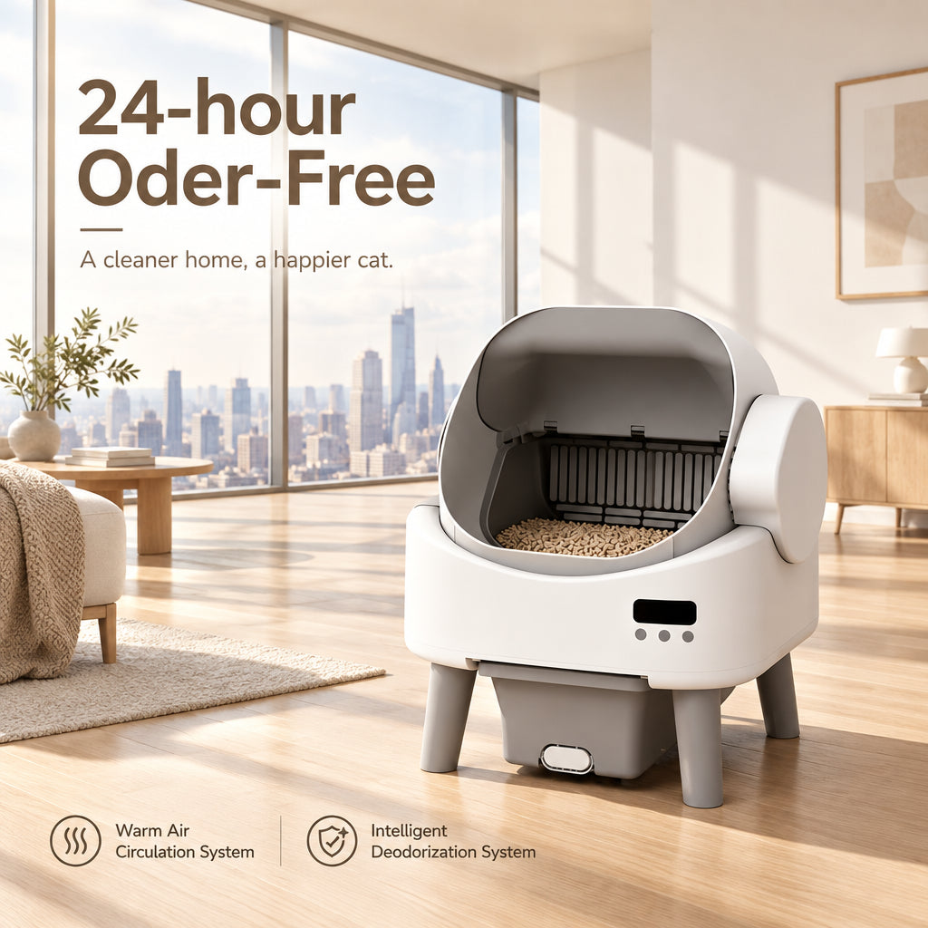 Automatic Self-Cleaning Cat Litter Box – White