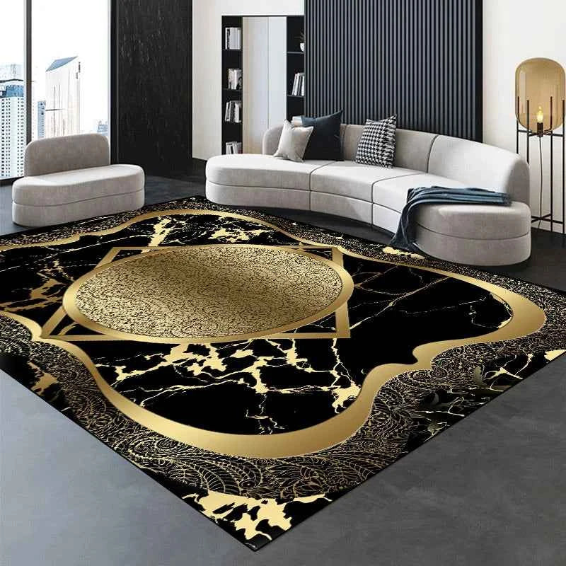 Modern Golden Luxury Carpet Large Living Room Decoration Home Rugs Non-slip Bedroom Mat Customizable Coffee Table Lounge Rugs