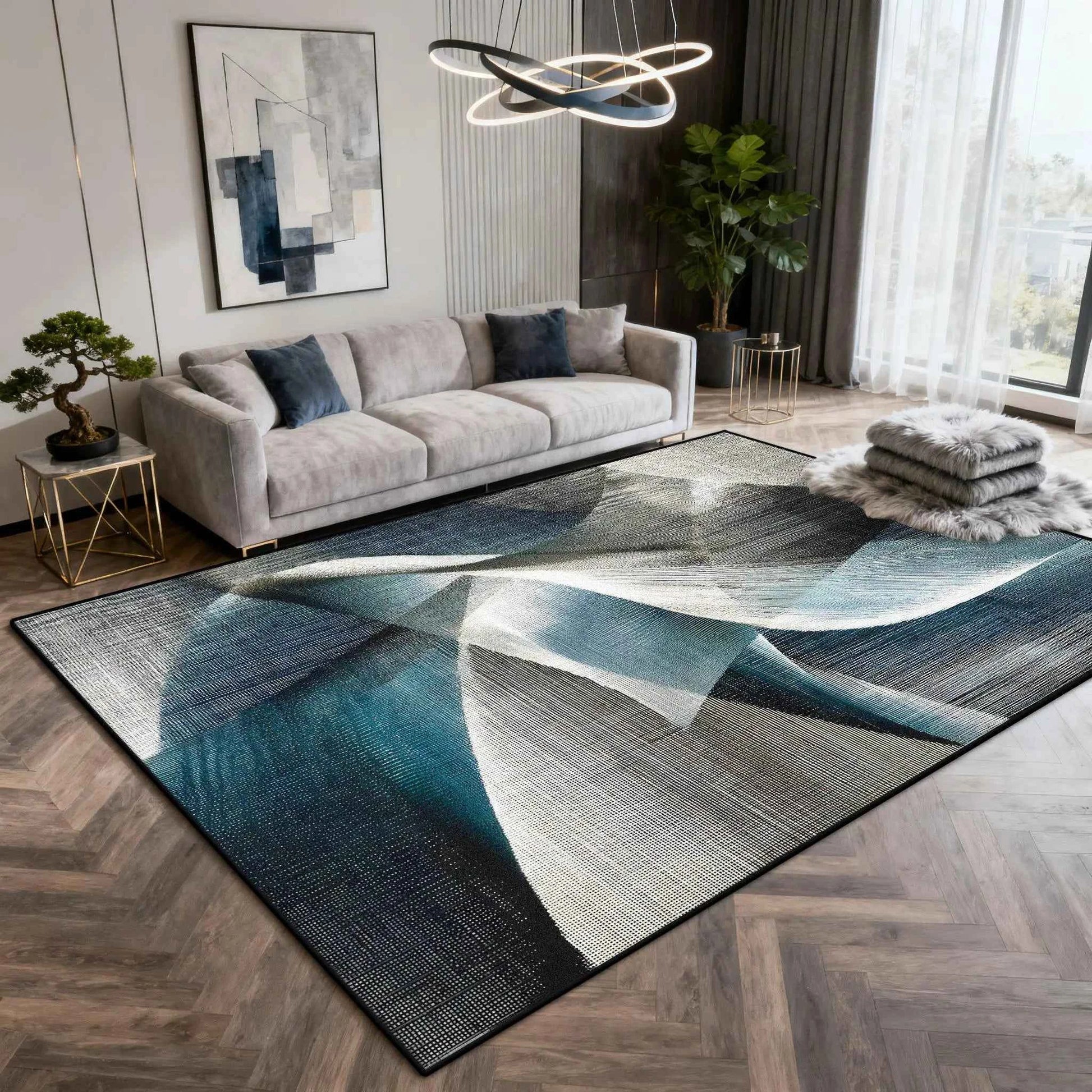 Nordic Light Luxury Carpet Abstract Art Decoration Home Living Room Large Rugs 200×300 Bedroom Cloakroom Plush Foot Mat Washable