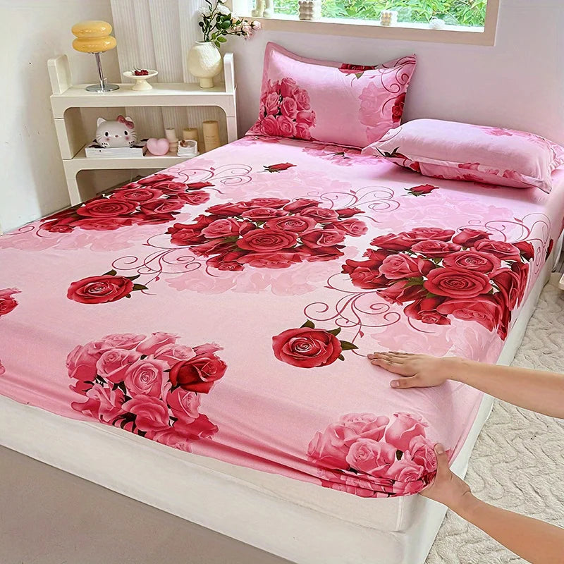 3-Piece Print Bedding Set with Fitted Sheet
