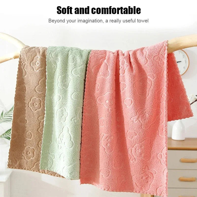 5-Piece Coral Fleece Face Towels — Cute Design, Quick-Drying