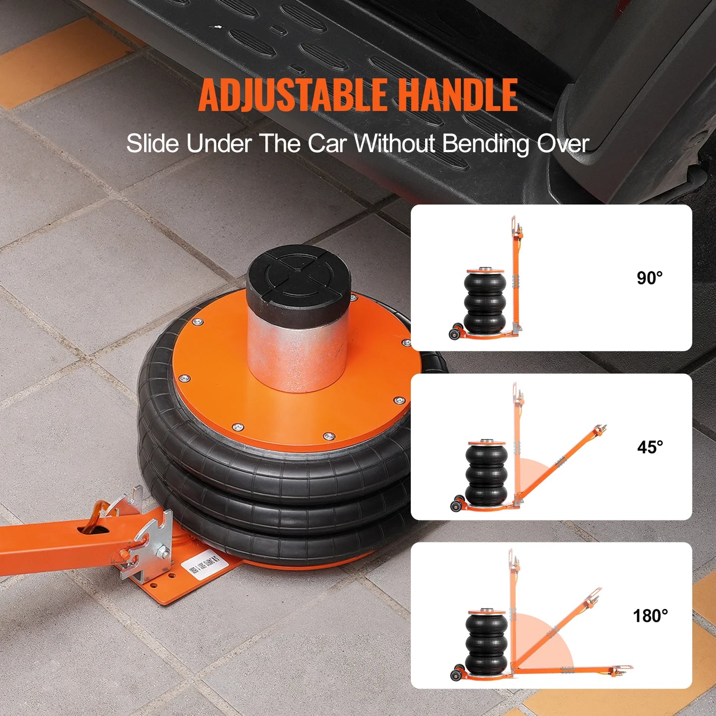 Air Jack 3/5 Ton Pneumatic Lifting Jack with Heightened Column Adjustable Handle Thick Rubber Pad for Sedan SUV Pickup