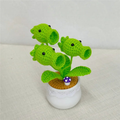 Plants Zombies Sunflower Pea Flower Pot Plants Desktop Weaving Decorations Home Office Ideal Gifts Friends Table Decorations