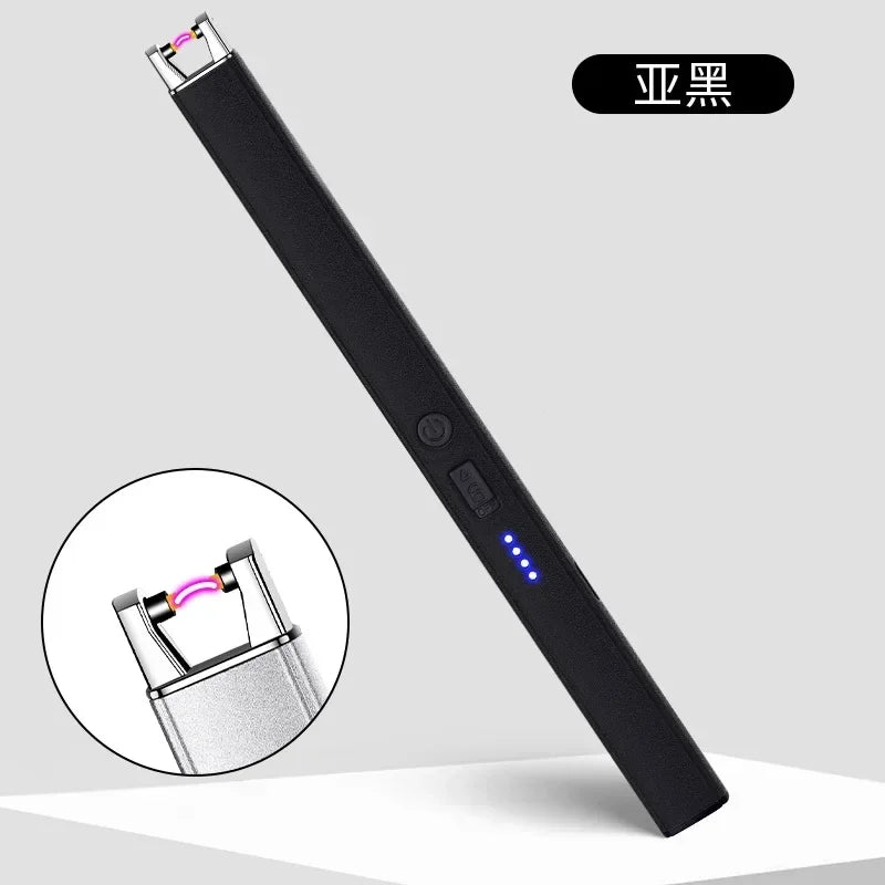 Windproof Pulse Arc Ignition Electronic Lighter Safety Lock Battery Display Outdoor BBQ Kitchen Igniter USB Electric Lighters