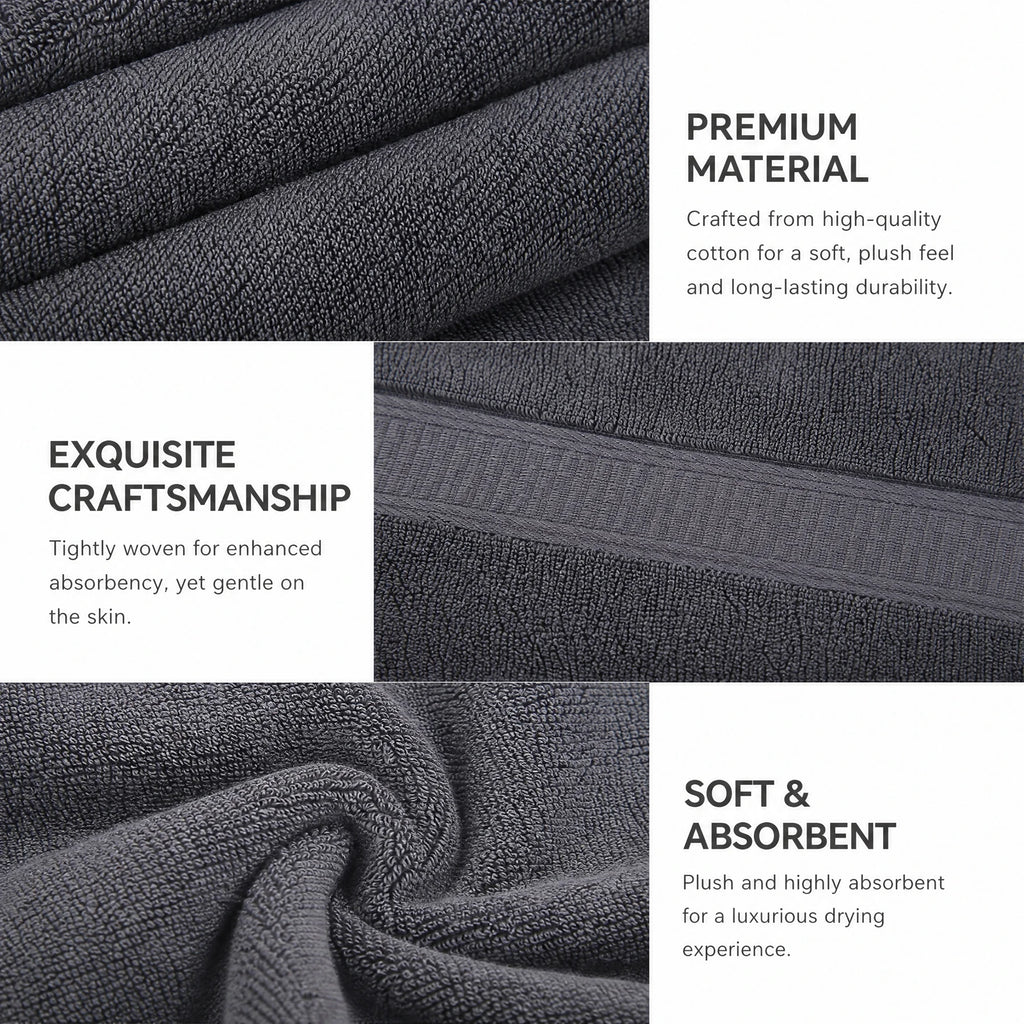 Towels 8 Piece Majestic Plush Luxury Towel Set, Cotton, Grey | Majestic - Bath Towel Set