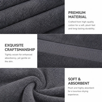 Towels 8 Piece Majestic Plush Luxury Towel Set, Cotton, Grey | Majestic - Bath Towel Set