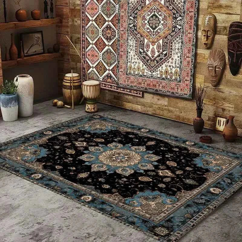 Persian American Retro Carpet Large Area Living Room Decoration Home Ethnic Style Bedroom Rug Cloakroom Lounge Soft Mat Washable
