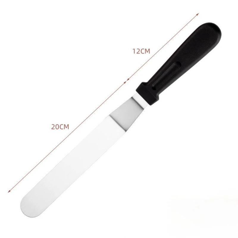 3pcs 6/8/10inch Cake Decorating Angled Butter Cream Icing Spatula Stainless Steel Offset Frosting Spatulas Baking Knife Smoother