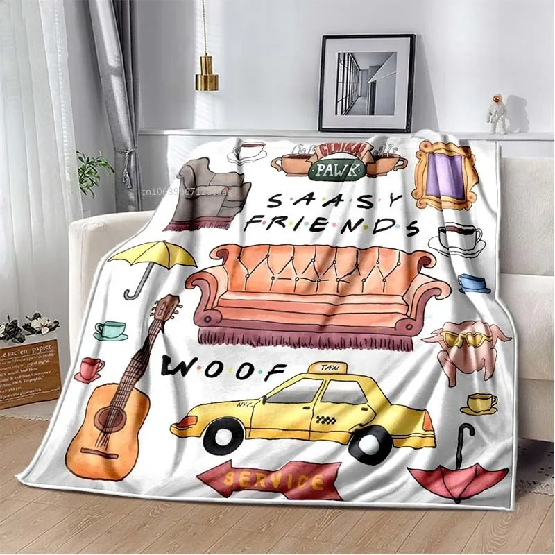Friends Classic TV Series Blanket Character Pattern Collection Flannel Blanket Soft Bedspread Sofa Warming Cover Christmas Gift