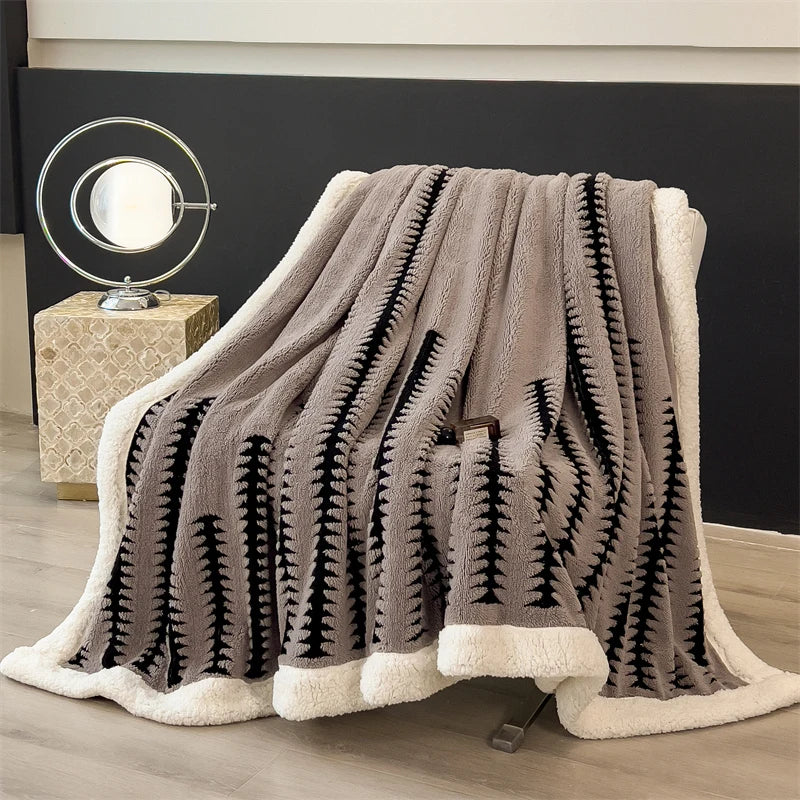 Blanket New Thickened Cloud-feel Fleece Double-layer  Plush Winter Wool Knee Nap Four Seasons Blankets for Sofas Sleeping