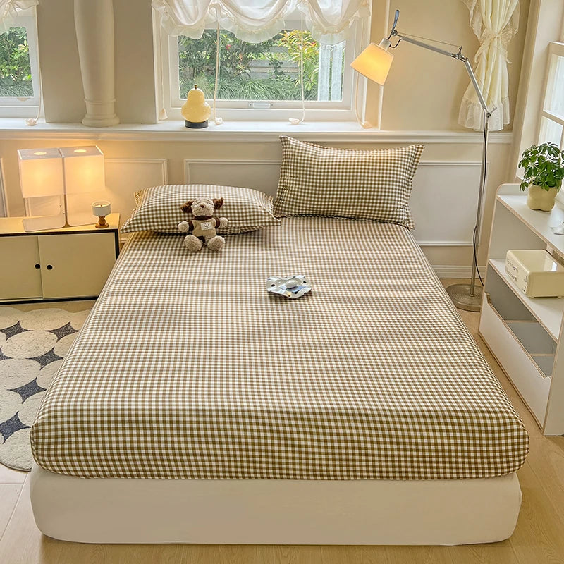 Plaid Fitted Sheet | Skin-Friendly, Elastic, Kids