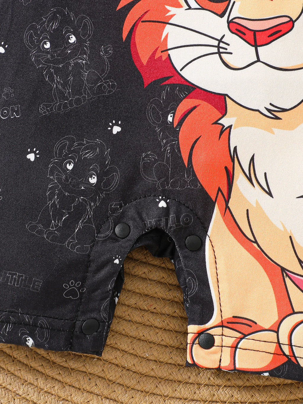 Cartoon Lion Print Short Sleeve Baby Romper