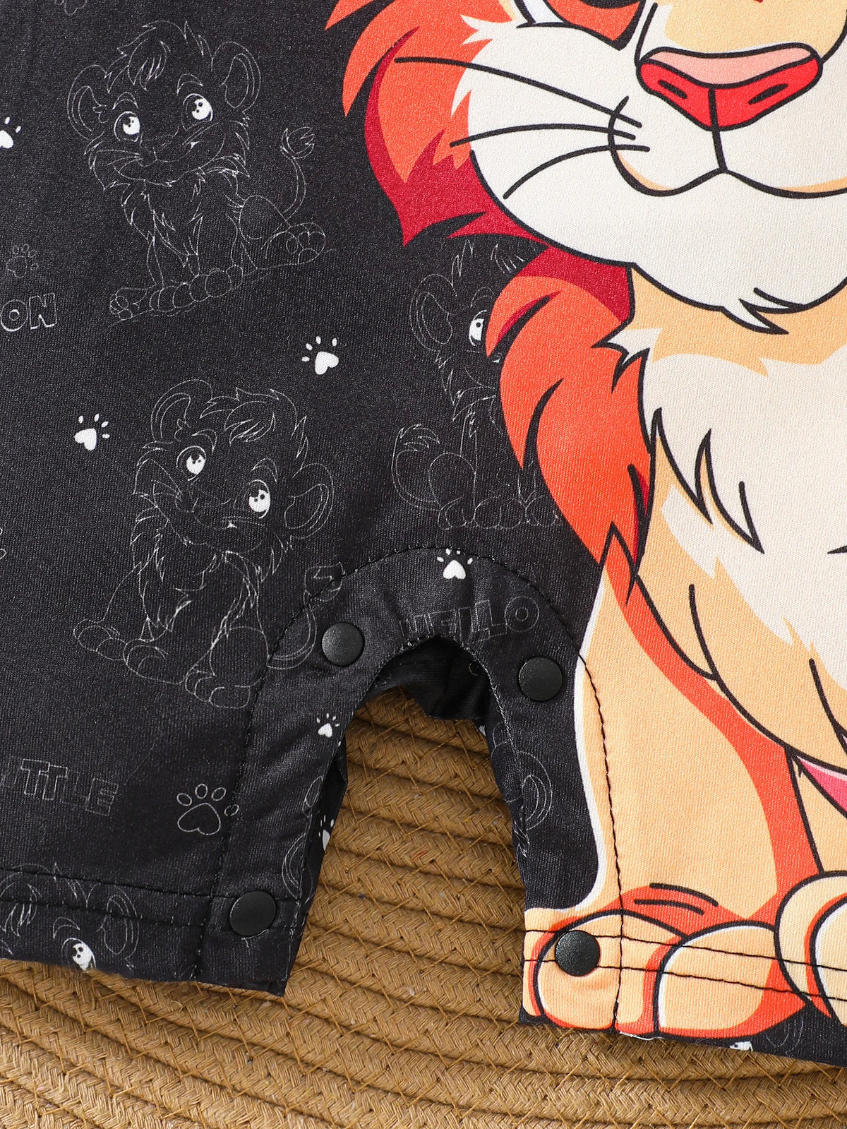 Cartoon Lion Print Short Sleeve Baby Romper