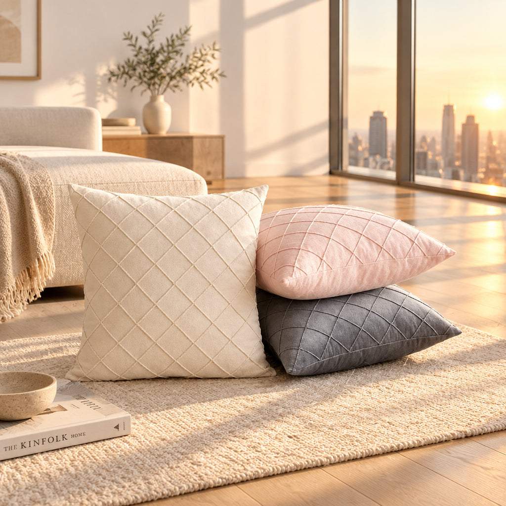 Velvet Cushion Cover with Zipper, 6 Colors & 3 Sizes