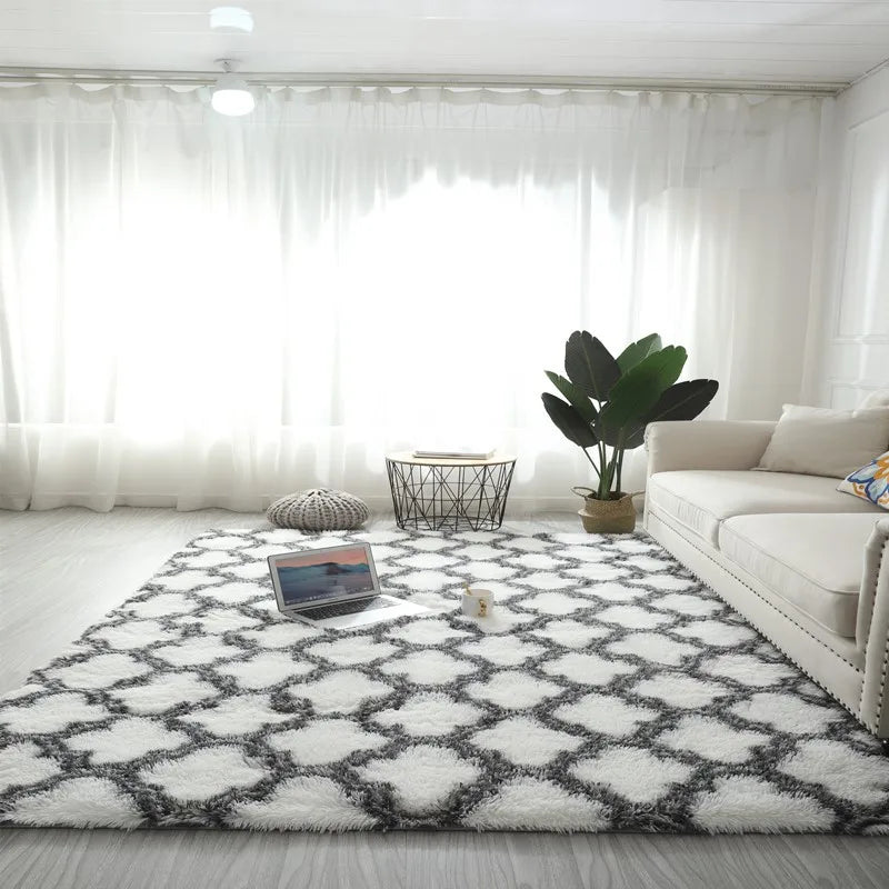 VIKAMA Geometric Plush Area Rug – Ultra Soft Large Carpet for Living Room, Coffee Table & Kids Bedroom